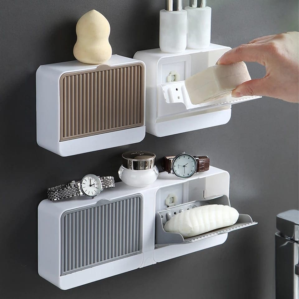 Clam Shell Bar Soap Holder With Drain And Water Tray, Soap Dish for Shower Wall, Wall Mounted Soap Bar Holder For Kitchen Bathroom Clam Shell Bar Soap Holder With Drain And Water Tray, Soap Dish for Shower Wall, Wall Mounted Soap Bar Holder For Kitchen Bathroom